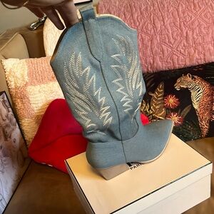 Denim Western Boots
